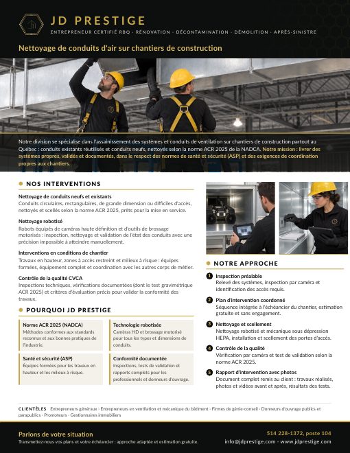 Aperçu de la fiche nettoyage de conduits d'air sur chantiers de construction